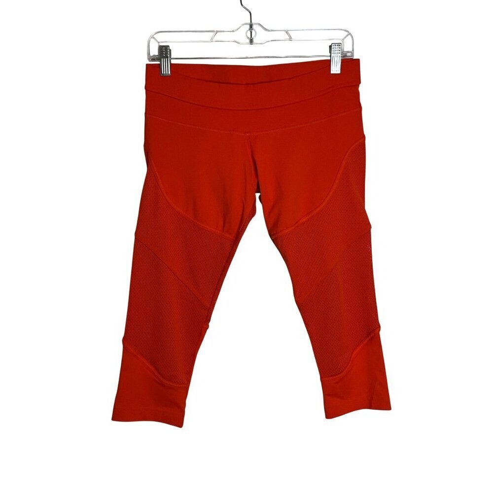 Stella Mccartney Adidas Red Cropped Leggings Womens S Breathable Mesh Activewear